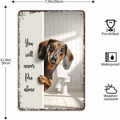 Funny Metal Tin Welcome Cat Sign For Bathroom